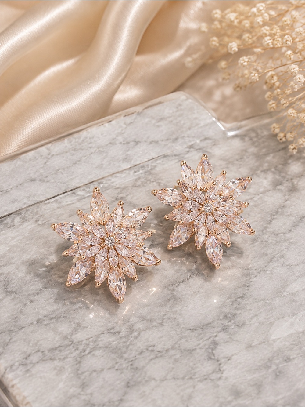 Gold-Tone Crystal Starburst Statement Earrings